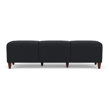 Lesro Siena Lounge Reception 3 Seat Bench, Walnut, MD Black Upholstery SN3001